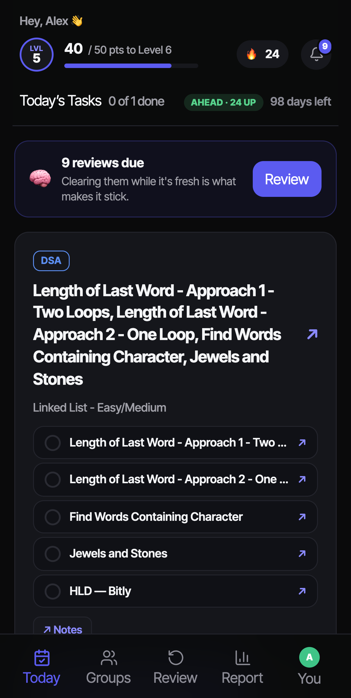Loopmate daily view